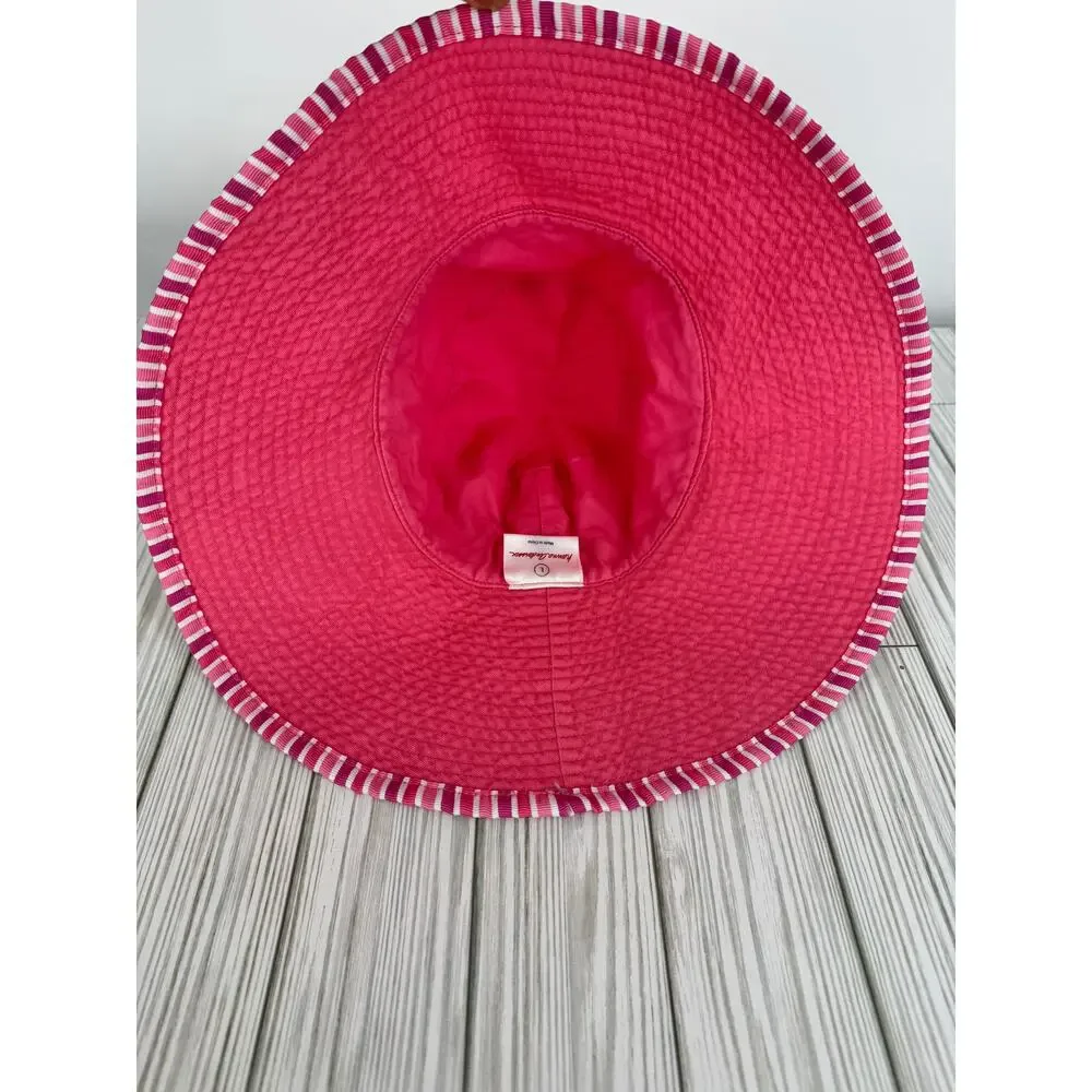 Hannah Andersson sun hat girls large bucket stripe summer pink white cotton